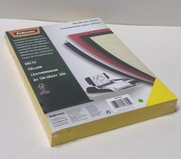 Einbanddeckel A4 Lederstruktur 250g Delta gelb
