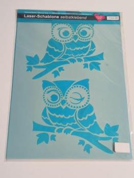 Laser-Kunststoff-Schablone, DIN A4, Eulen auf Ast