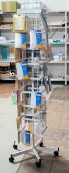 Metallverkaufsdisplay weiss mit 144 Haken leer