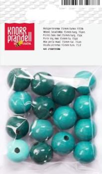 Holzperle 15mm türkis Mix 15er
