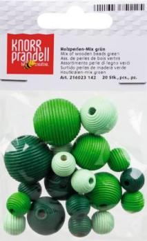 Holzperlenmix4 grün 20er