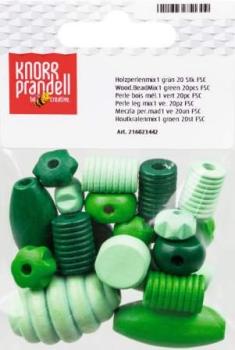 Holzperlenmix1 grün 20er