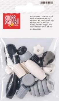 Holzperlenmix1 schwarz weiß20er