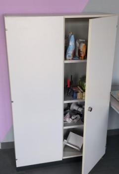 Flügeltürenschrank MULTI M, 1200 x 1150 x 400 mm, 3 Fachböden, lichtgrau