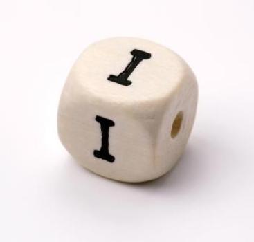 Schnulli-Buchstaben-Würfel 10 mm, "I", Ahorn natur hell, Stück.