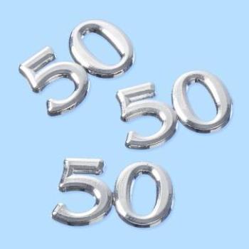 CREApop® Streuteile Zahl "50", 1,5 cm, Btl. à 4 St., silber