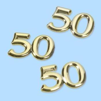 CREApop® Streuteile Zahl "50", 1,5 cm, Btl. à 4 St., gold