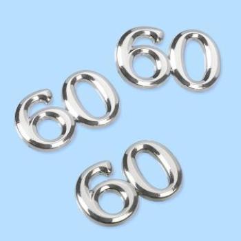 CREApop® Streuteile Zahl "60", 1,5 cm, Btl. à 4 St., silber