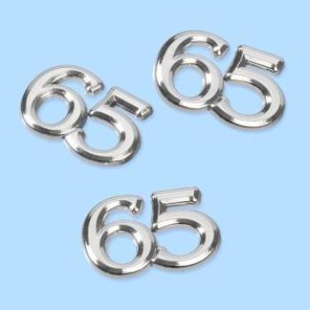 CREApop® Streuteile Zahl "65", 1,5 cm, Btl. à 4 St., silber