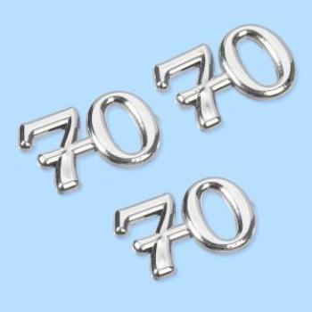 CREApop® Streuteile Zahl "70", 1,5 cm, Btl. à 4 St., silber