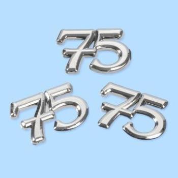 CREApop® Streuteile Zahl "75", 1,5 cm, Btl. à 4 St., silber