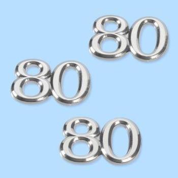 CREApop® Streuteile Zahl "80", 1,5 cm, Btl. à 4 St., silber