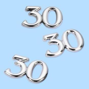 CREApop® Streuteil Zahl "30" 1,5 cm, Btl. à 4 St., silber