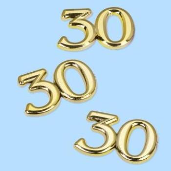 CREApop® Streuteil Zahl "30" 1,5 cm, Btl. à 4 St., gold