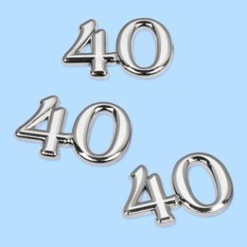 CREApop® Streuteil Zahl "40" 1,5 cm, Btl. à 4 St., silber