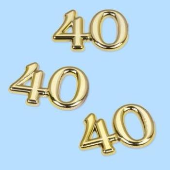 CREApop® Streuteil Zahl "40" 1,5 cm, Btl. à 4 St., gold