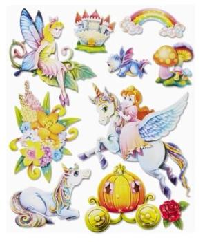 3D Sticker XXL Einhorn/Elfen
