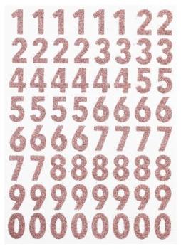 Glitzer-Sticker Zahlen, rose-gold