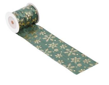 Veloursstoff m. Eiskristallen 8 cm x 2 m, grün/gold  ldm