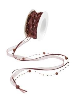 TRENDY-Band mit Perlen, Rol. à 10 m, nougat/braun  ldm