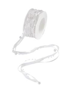 TRENDY-Band mit Perlen, Rol. à 10 m, weiss  ldm