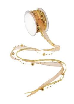 TRENDY-Band mit Perlen, Rol. à 10 m, gold  ldm