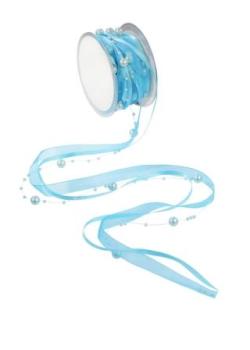 TRENDY-Band mit Perlen, Rol. à 10 m, hellblau  ldm