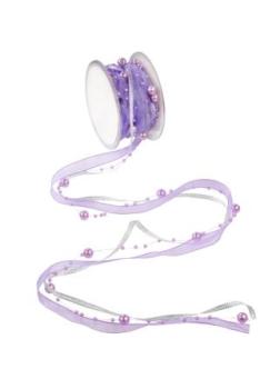 TRENDY-Band mit Perlen, Rol. à 10 m, lavendel  ldm