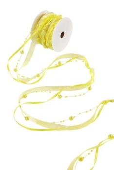 TRENDY-Band mit Perlen. Rol. à 10 m, gelb  ldm