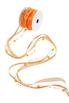 TRENDY-Band mit Perlen, Rol. à 10 m, orange  ldm