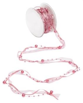 TRENDY-Band mit Perlen, Rol. (10 m), rosenholz   ldm