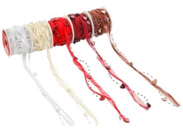 TRENDY-Band mit Herzen, Rol. à 10 m, weiss   ldm