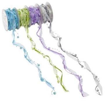 TRENDY-Band mit Perlen, hellgrün/grün, Rol. à 10 m  ldm