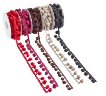 Pompon-Borte 20 mm, rot, Rol. à 5 m  ldm