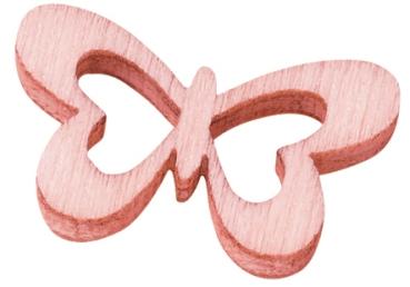 Holzstreuteil Schmetterling ca. 2 cm, rosé, Btl. à 12 St.