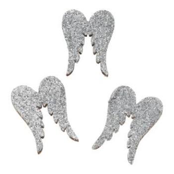 Holzstreuteil Flügel 27 mm, silber, Btl. à 6 St.