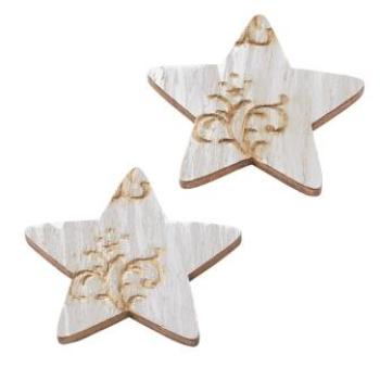 Streuteil Stern vintage, ca. 3,8 cm, grau, Btl. à 6 St.