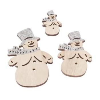 Schneemann, 4 - 9,5 cm, Holz, Btl. à 3 St. Sort., silberfarben