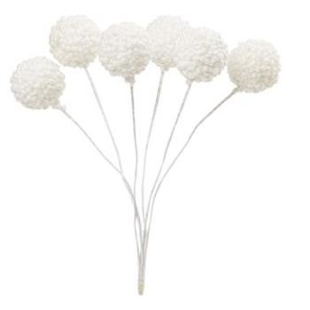 Kugeln m. Glimmer, ca. 2 cm, weiss, Btl. à 6 St.