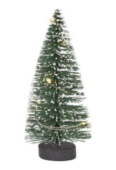 Mini-Tanne m. LED-Beleuchtung inkl. 2x CR2032 ca. 10 cm grün/weiß