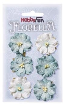 FLORELLA-Blüten aus Maulbeer-Papier, 3,5 cm, hellblau, Btl. à 6 St.