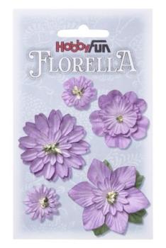 FLORELLA-Blüten aus Maulbeer-Papier 2 - 5 cm sort., lavendel, Btl. à 5 St.