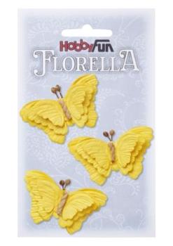 FLORELLA-Schmetterlinge aus Maulbeer-Papier 6 cm, gelb, Btl. à 3 St.