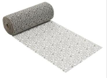 Dekostoff Netz-Optik, Glimmer, 29 cm x 15 m, grau-silber   ldm