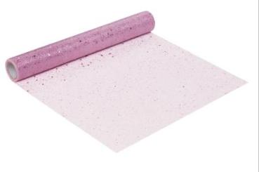 Deko-Glimmer-Tüll, 29 cm x 15 m, rosa   ldm