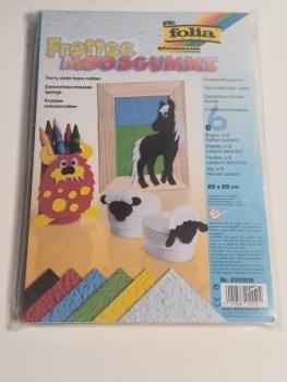 folia 232909 - Frottee Moosgummi, 20 x 29 cm, 6 Blatt in 6 Farben sortiert - mit Frottee ähnlicher Oberfläche