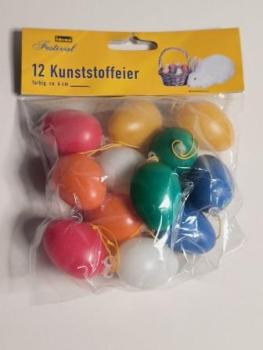 Kunststoffeier, 12er Pack, Größe 4 cm, Eier, Ostern, Basteln, Dekoration, Osterei, Osterhase, Nest
