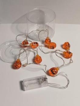 Halloween Lichterkette, Kürbis Lichterkette Batterie Betrieben 1,20m 10 LED Lichterkette