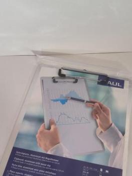 Schreibplatte A4 Alu silber mit Bügelklemme