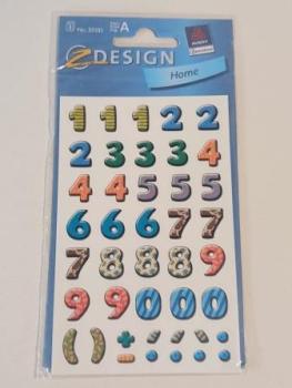 Zahlenetikett 0-9 + Sonderzeichen bunt